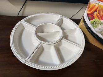 Certified International Lazy Susan with 5 Ceramic Serving Pieces