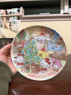 Sanrio Characters Christmas Holiday Plate Hello Kitty