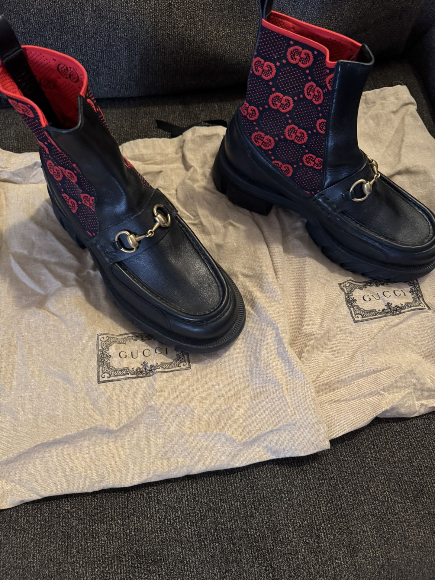 Gucci Monogram Leather Chelsea Boot Size 7 Euro 8 Us