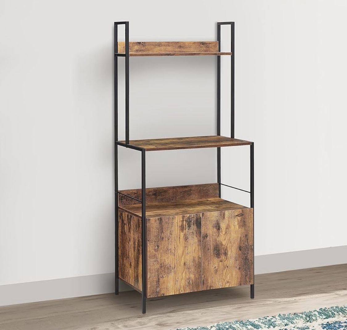 Bakers Rack With Cabinet Storage 