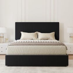 Full Size Fully Upholstered Platform Bed, Modern Velvet Bed With Tufted Headboard, No-Dust Design $85