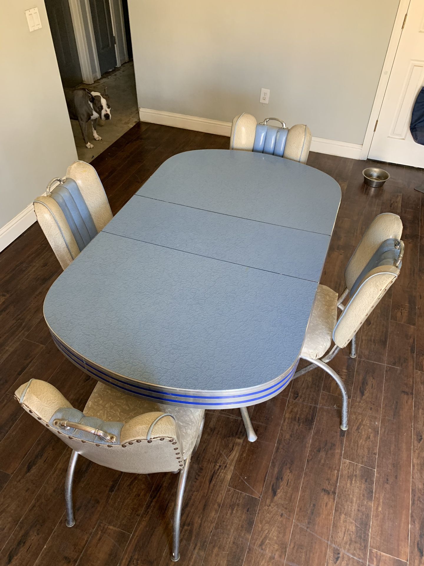 Vintage Antique Formica and Chrome Dining Table