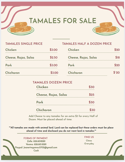 Tamales For Sale/Se Vende Tamales