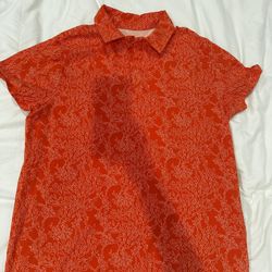 Bright Coral-Print Shirt – Size L-XL