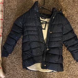 Navy Blue Puffy Coat For Girls 5 To 7 Years Old
