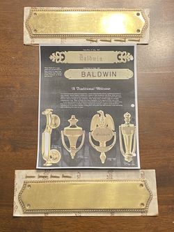 Modern gothic Baldwin brass 11” Name Plate