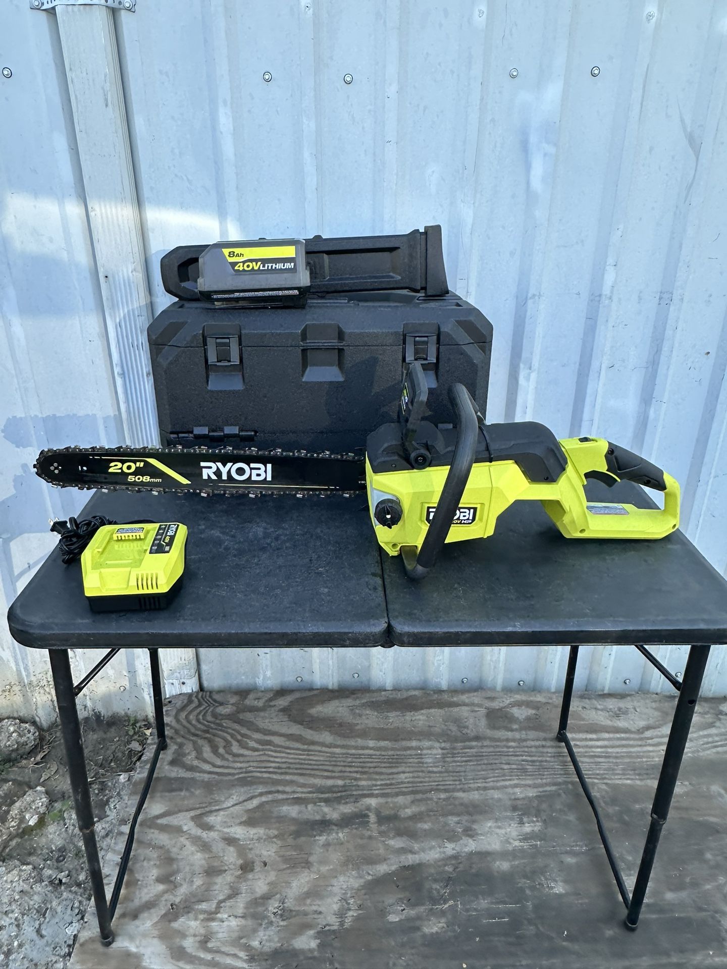 RYOBI 40V HP Brushless 20 in. Battery Chainsaw with 8.0 Ah Battery and Rapid Charger USED $325