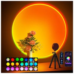 Sunset Lamp Multicolor Changed Night Light Projector with Button Switch,APP Control,360°Rotation for Room Decor,Party,Tiktok Live,Photography