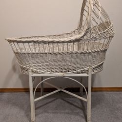 Vintage Wicker Bassinet 