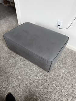 Grey Faux Leather Ottoman