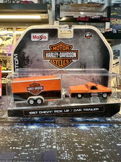 1987 Chevy Pickup Truck with Enclosed Car Trailer, Harley Davidson