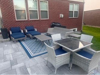 Outdoor patio furniture set with fire table