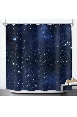 Galaxy Starry Night Shower Curtain Set – Celestial Space Design, 70” x 72”, Waterproof Fabric