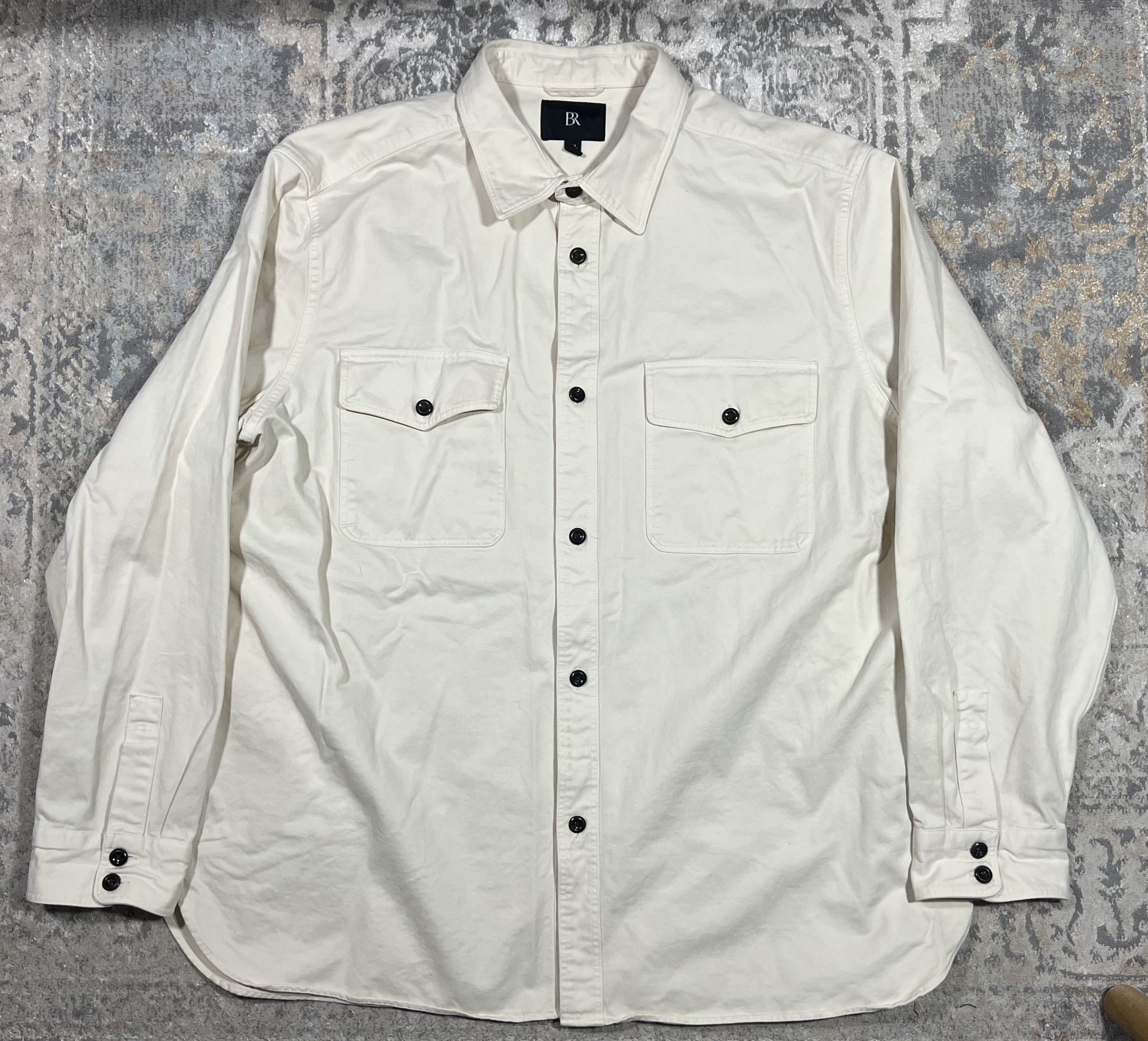 Banana Republic Malo Twill Shirt Jacket Mens XXL Ivory Heavy Cotton Layering