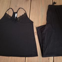  GORGEOUS  LOUNGE  SET  by  JOSIE  ~  NORDSTROM  ~  Size XL  ~  Beautiful Lace  ~  BLACK  ~  Racerback Top  w/lace And Pants ONLY WORN ONCE  PAID $$$ 