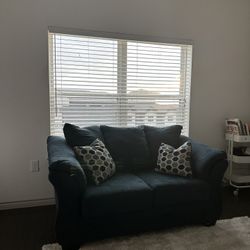 Blue Couch + 2 Decorative Pillows 