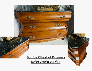 Vintage French Style Bombé Chest of Drawers w/ Marble Top