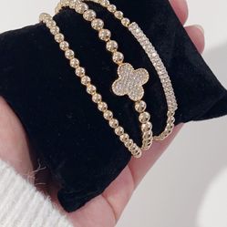 Golden Beaded Bracelet Set 