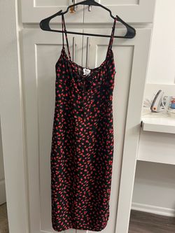 Princess Polly Black and Red Flower Dress
