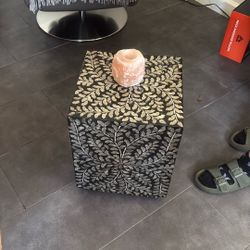 Side Table Black With Gold Leaf