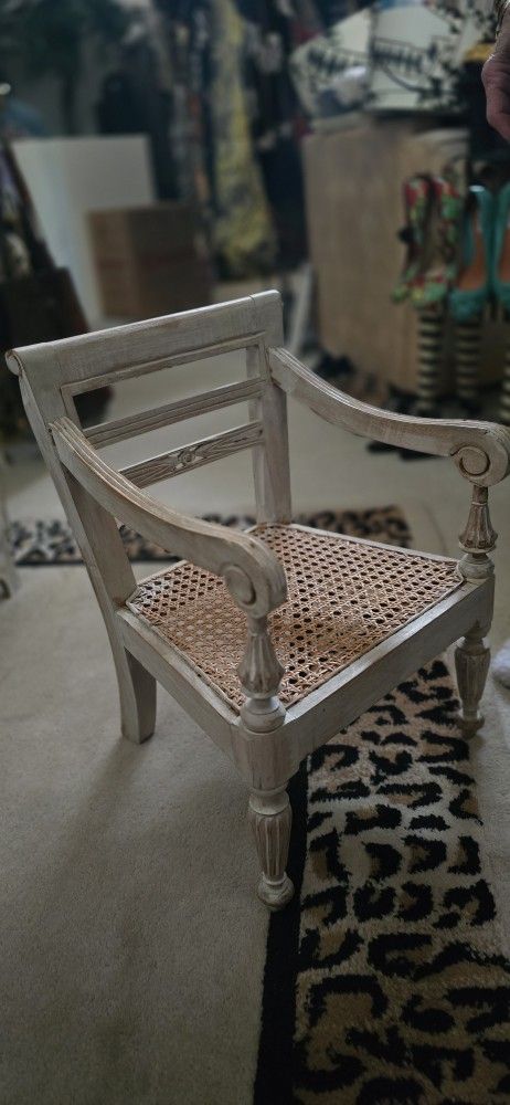 Small Painted Wooden Cane Seated Chair