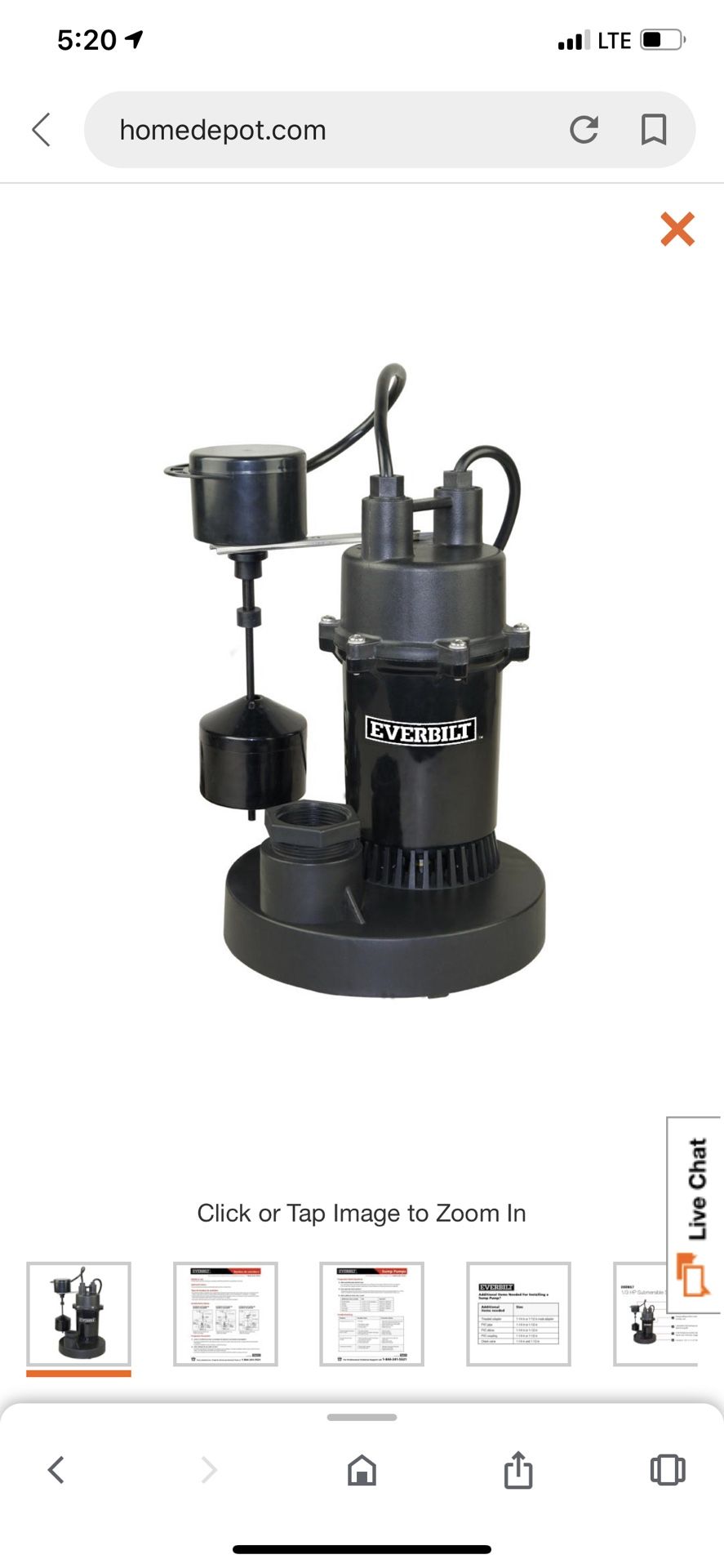 1/3 HP Submersible Sump Pump with Vertical