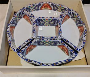 Williams-Sonoma Japanese Imari Porcelain Lazy Susan Serving Set - Like New in Box