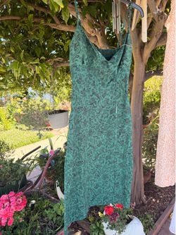 Green knee length dress
