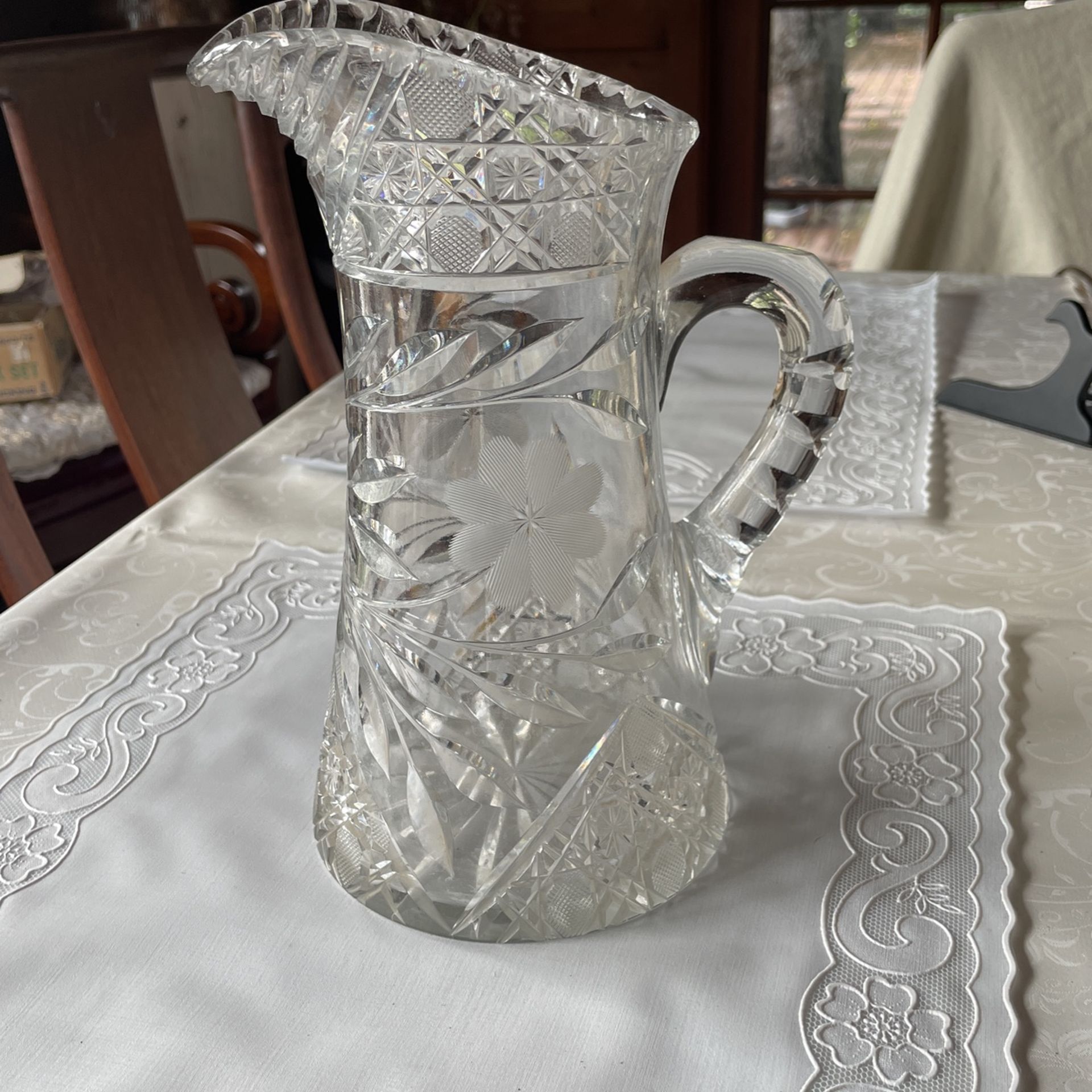 Antique American Brilliant Cut Glass Pitcher