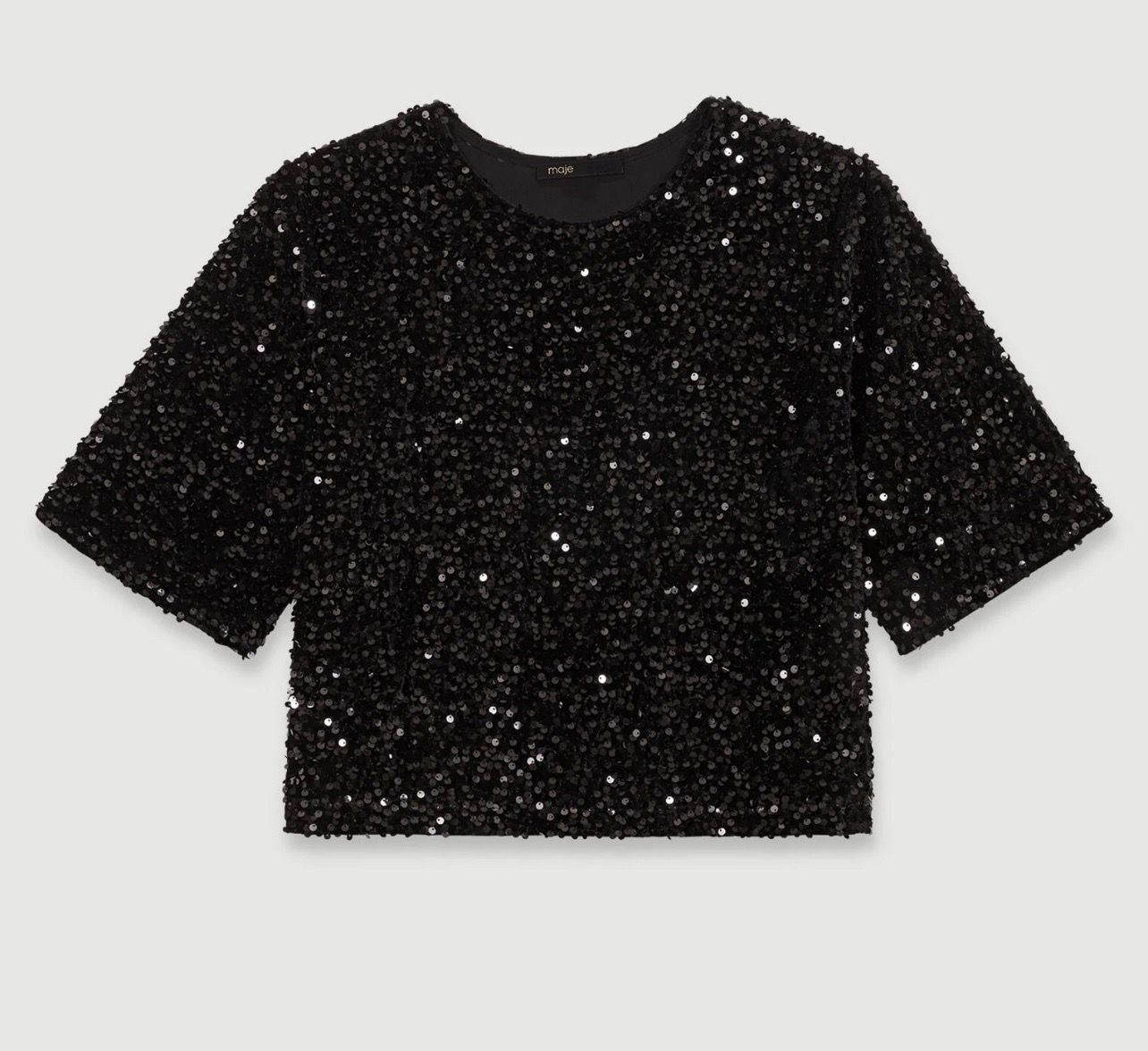 Maje Sequinned Velvet top black for woman size 1