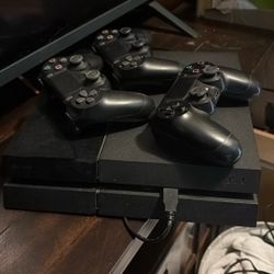 PS4 And Monitor With Controllers