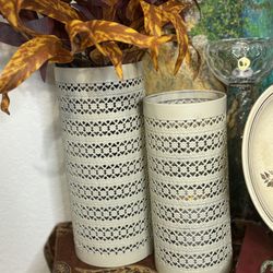 Set Of 2 Metal Vases 