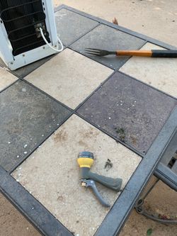 Tile and Metal Three piece set wonderful outdoor patio furniture