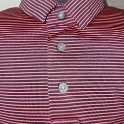 PGA Tour Polo Shirt Men’s 2XL Red Black Stripe Golf Performance Short Sleeve