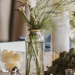 Tall Skinny Bud Vases with Gold Rims (Set of 15)