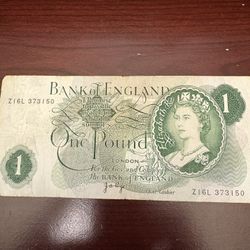 Bank Of England 1 Pound Banknote