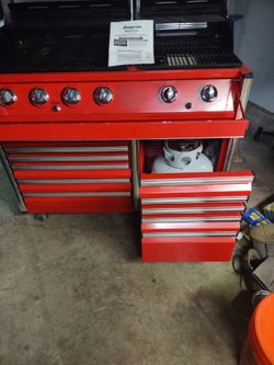 Snap on rotisserie grille and propane