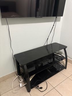 Black Glass 3-Tier TV Stand