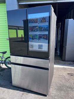 Samsung Bespoke 36in. 29cu.ft. Standard Depth Charcoal Glass/Stainless Steel 4-Door French Door Refrigerator w/AI Family Hubplus