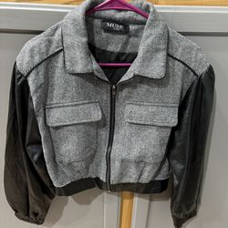 Women’s Contrast Faux Leather Jacket 