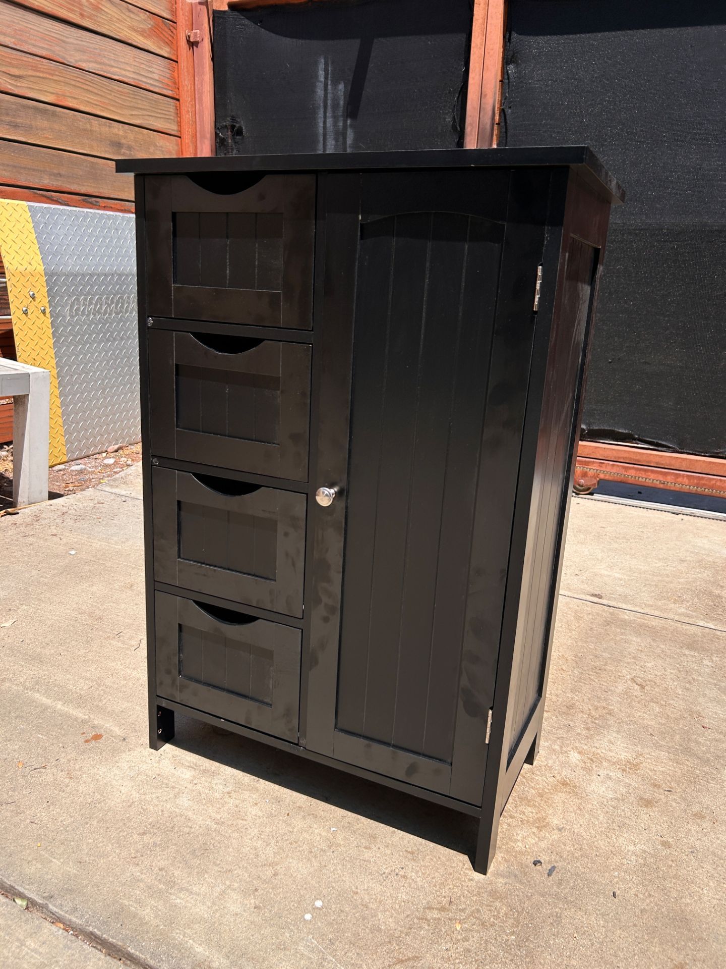 Like New Modern Bathroom Floor Cabinet, Freestanding Storage Cabinet with 4 Drawers Black