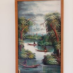 Antique colorful painting with a signature.