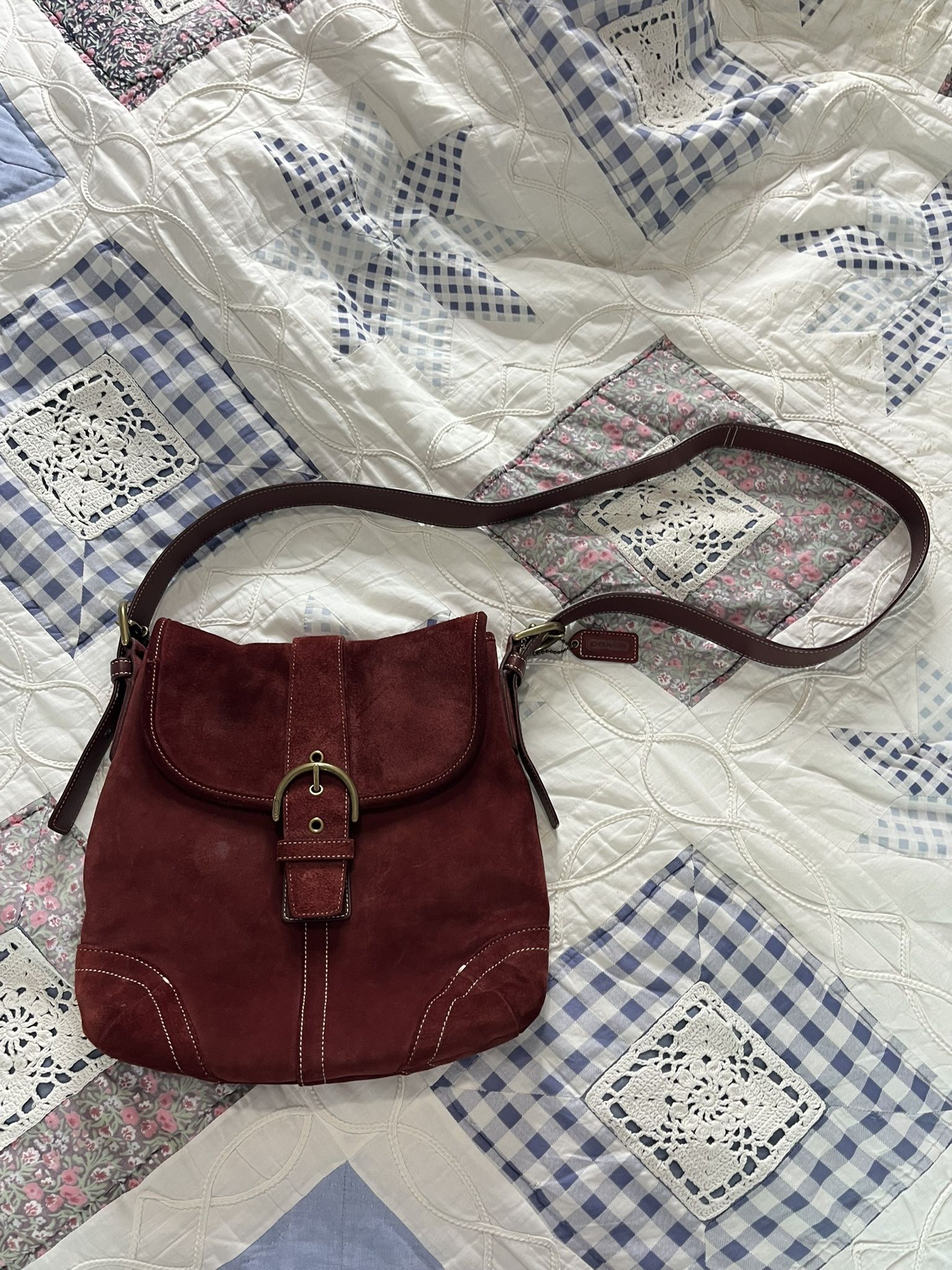 Red Suede Coach Soho Purse