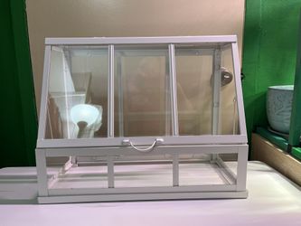 AKERBAR Greenhouse for Indoor Outdoor, Metal Frame with Glass Panels, Slanted Top Design