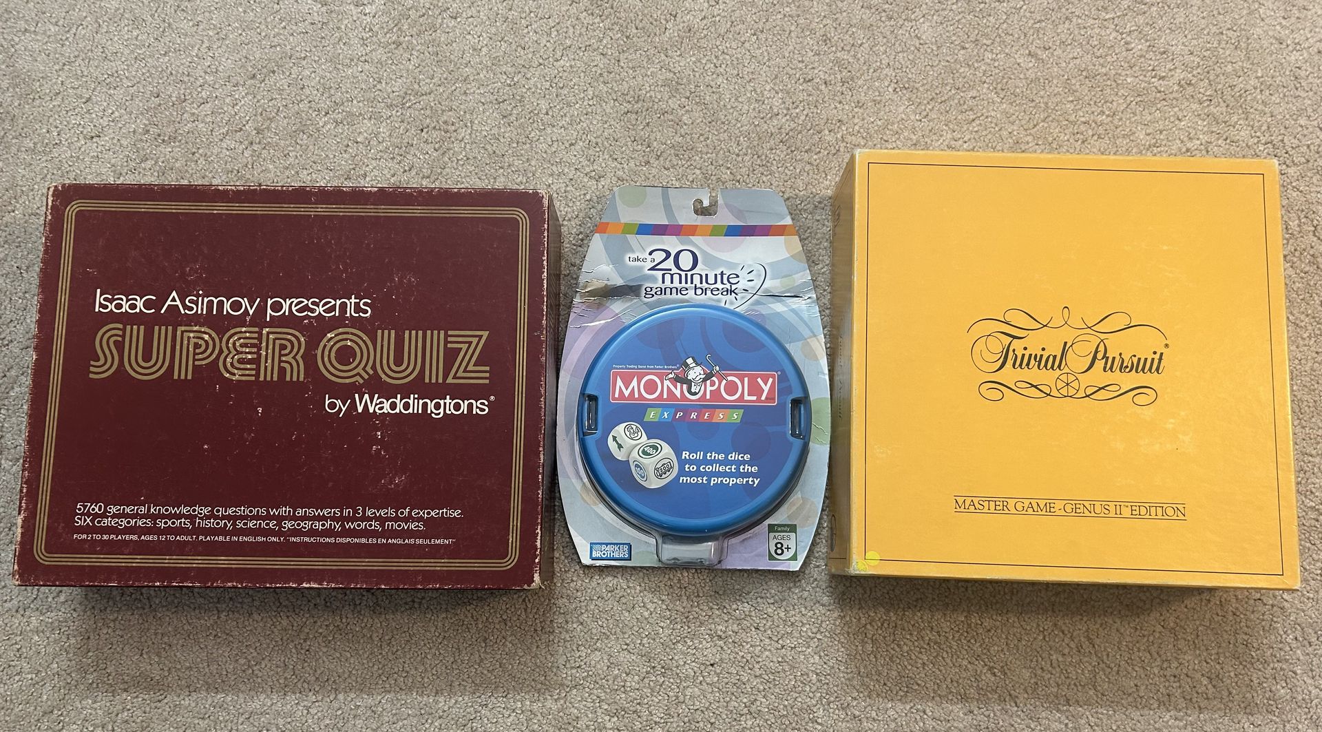 Board Game Bundle – Monopoly / Trivia Pursuit / Super Quiz