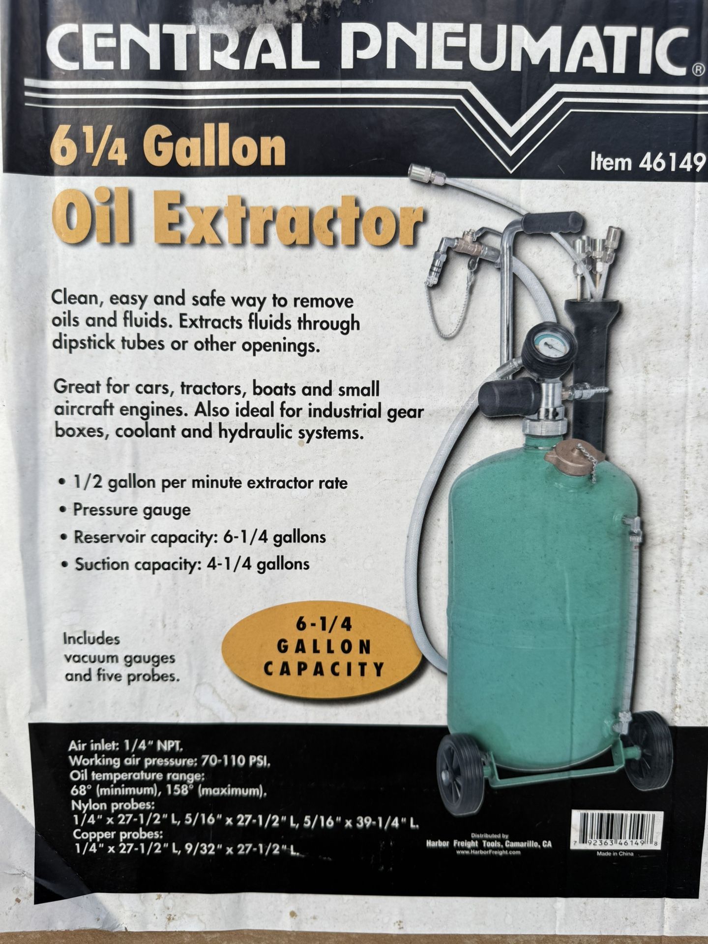 HARBOR FREIGHT PNEUMATIC OIL EXTRACTOR READ DESCRIPTION PLEASE 