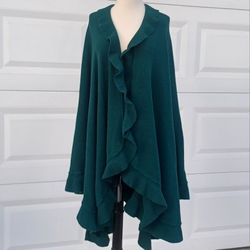 reduced- Italian Lambswool NEW Unique Green Shawl Cape Wrap