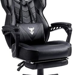 🎮 Zeanus Massage Gaming Chair with Footrest – Ergonomic Recliner Desk Chair – Black 🖤