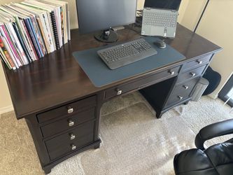 Dark Wood Executive Desk with Drawers