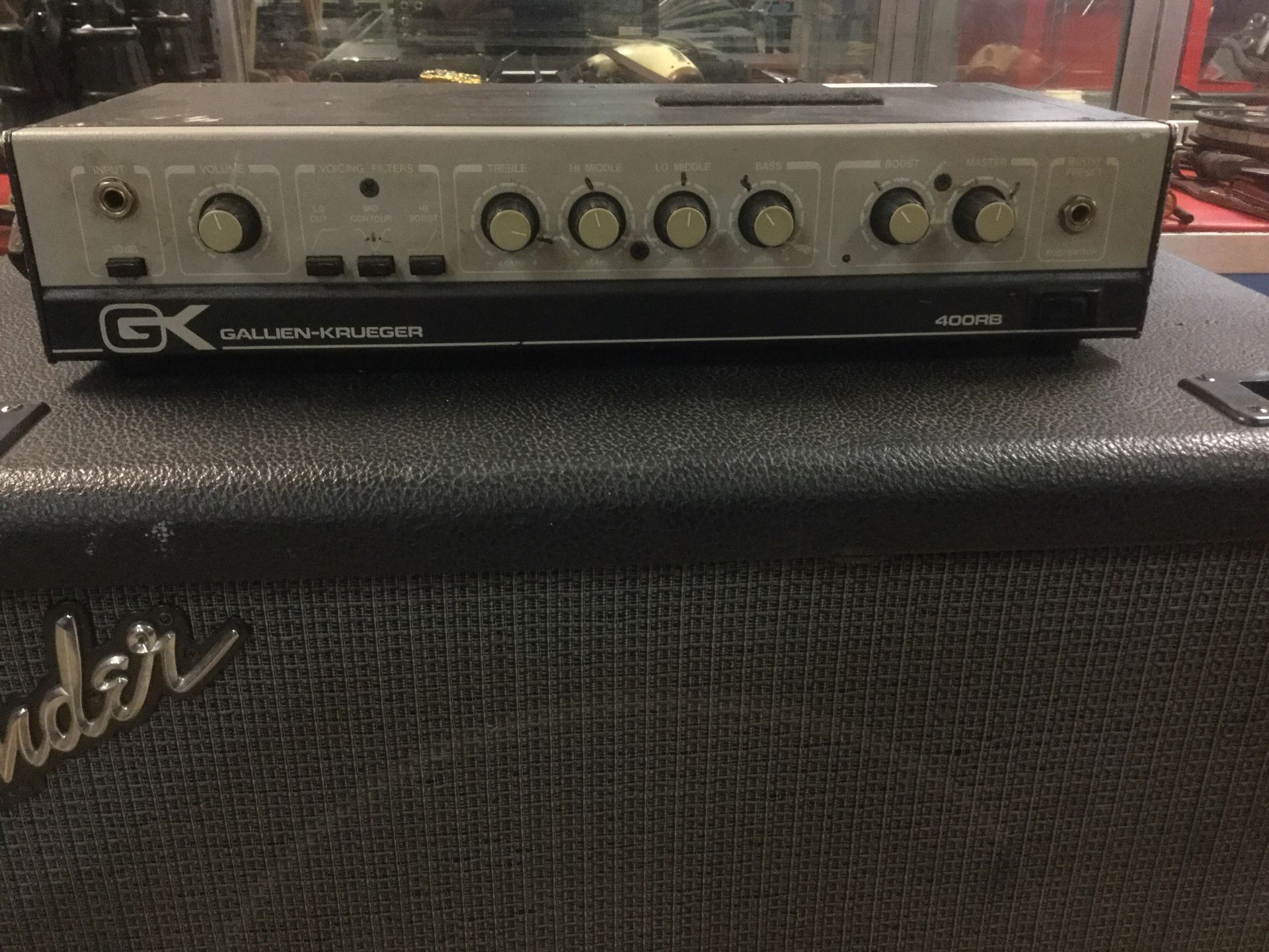 Gallien Krueger GK 400RB Head and Fender BXR115 Cab Bass Amp setup